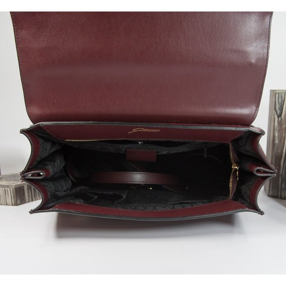 Gattinoni Vintage Wine Italian Leather Satchel Bag - Picture 8 of 9